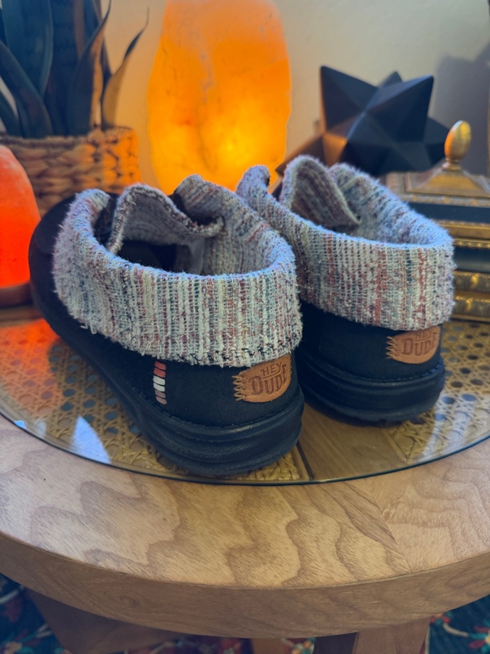 Hey Dude Black Chukka Boots with Multicolor Knit Collar